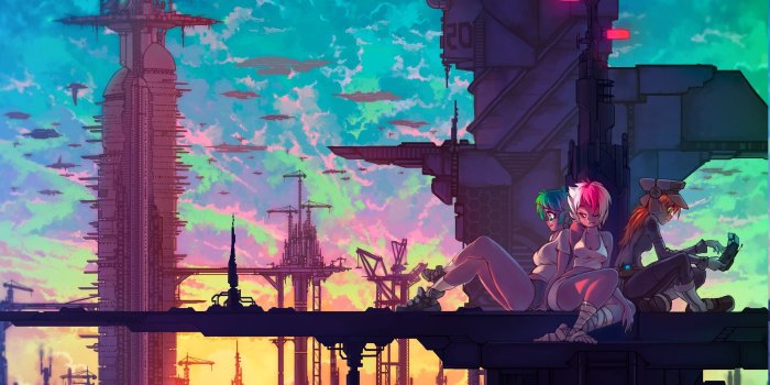 2550x1650 anime Girls, Anime, Fantasy Art, Technology, Cranes (machine