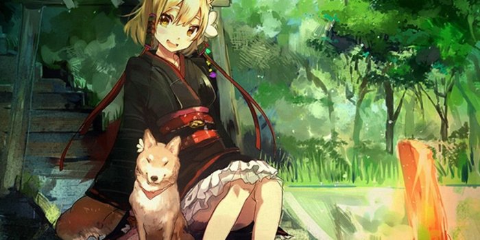 1080x1920 Girl And Dog Green Nature Anime Art Android wallpaper - Android HD