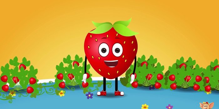 1920x1080 Strawberry Fruit Rhyme for Children, Strawberry Cartoon Fruits Song for Kids