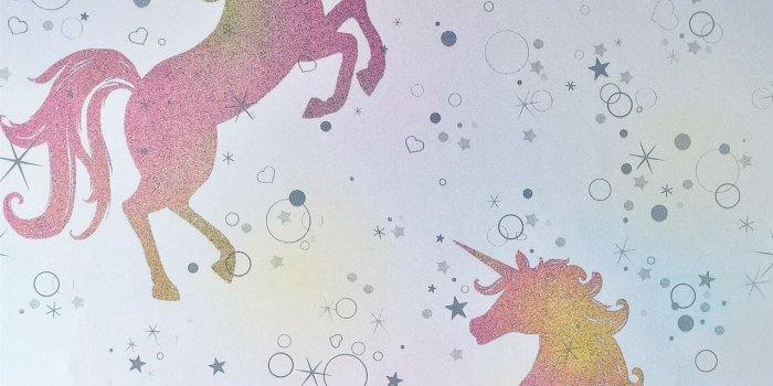 1495x1599 Details about Girls Pink Purple Unicorn Theme Silver Glitter Vinyl  Wallpaper Metallic Effect