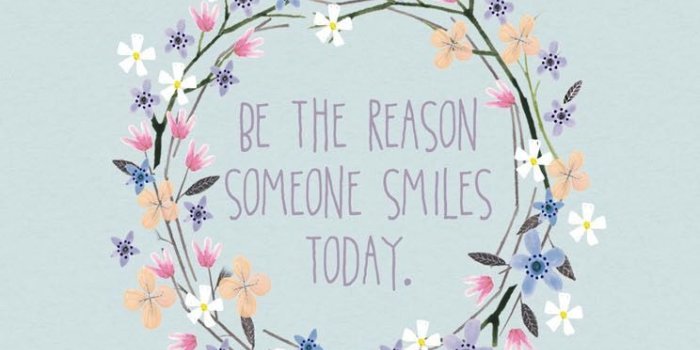 744x1392 Grey blue pink floral wreath Smile iphone phone wallpaper background