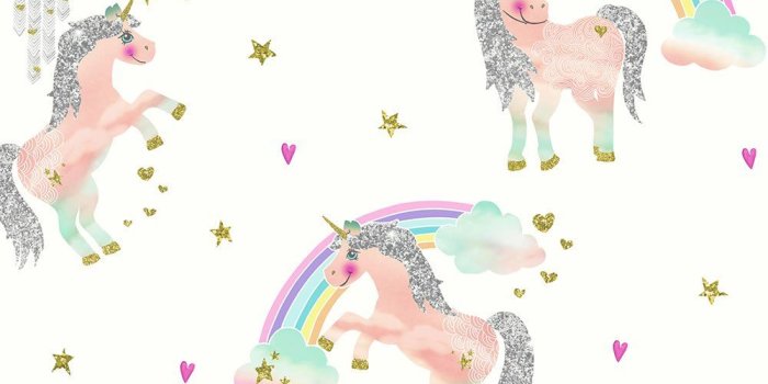 1000x1000 Arthouse Rainbow Unicorn White Kids' Wallpaper