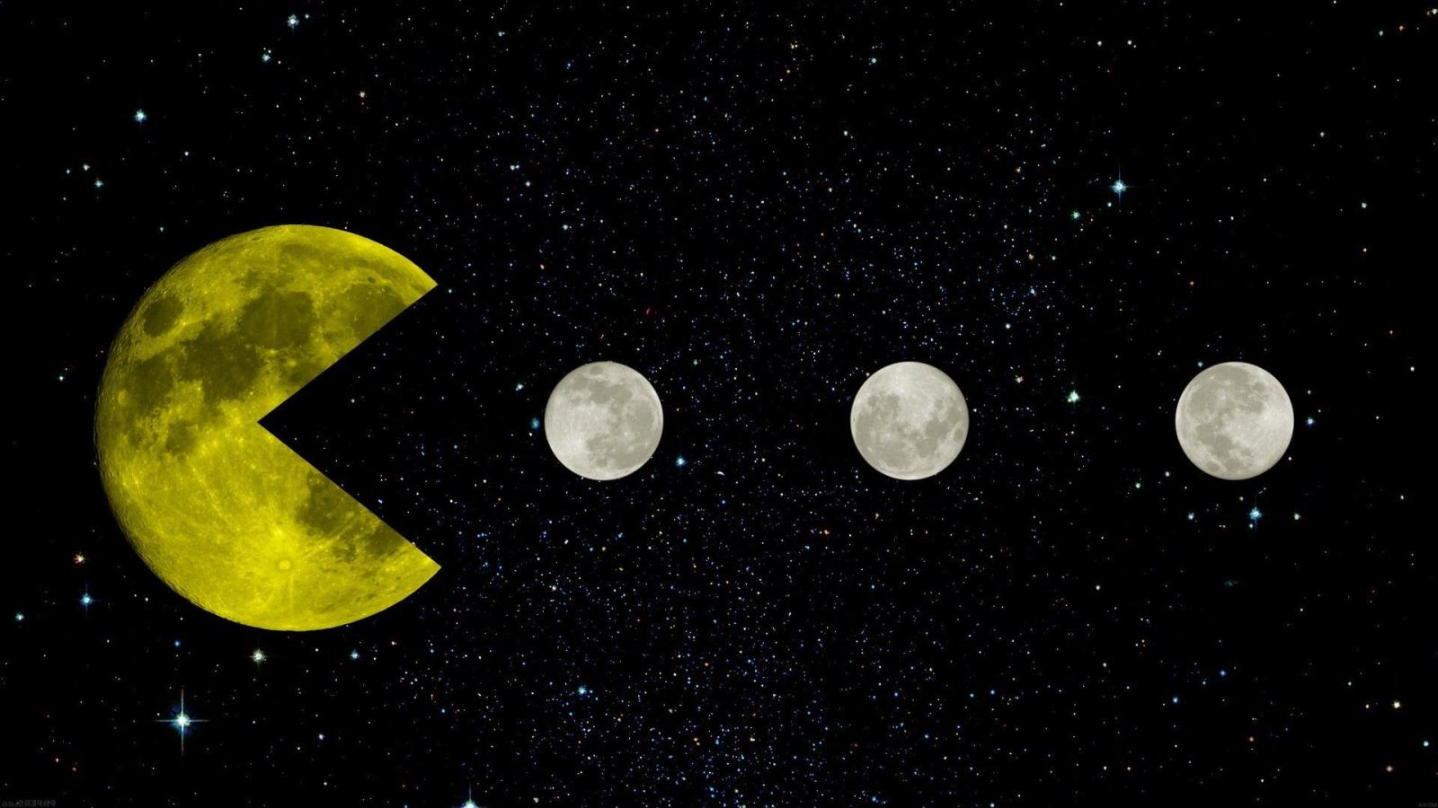 1920x1080 2813060 1920x1080 pac man yellow space moon moon stars black retro