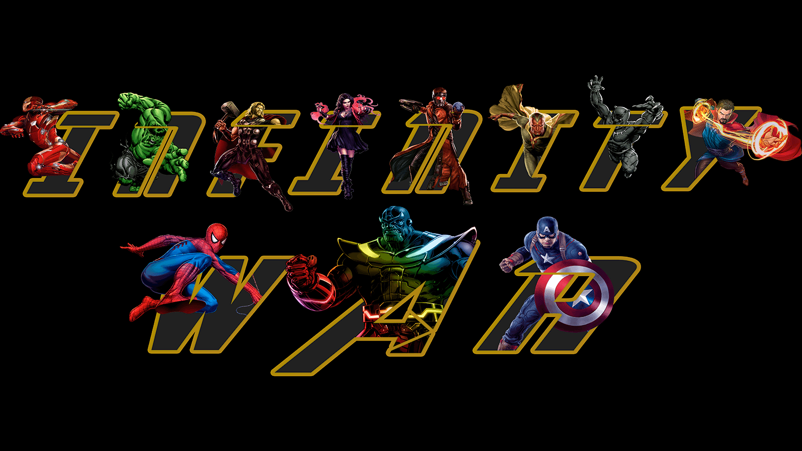 1600x900 Infinity War Characters on Black Background Wallpaper and Background