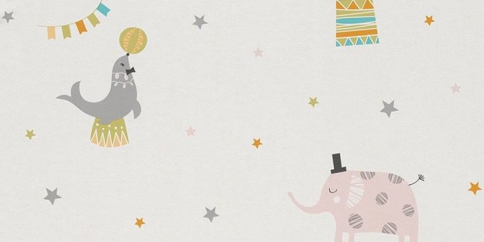 1000x1000 Circus Pattern Childrens Wallpaper Lion Elephant Monkey Cartoon Star 245011
