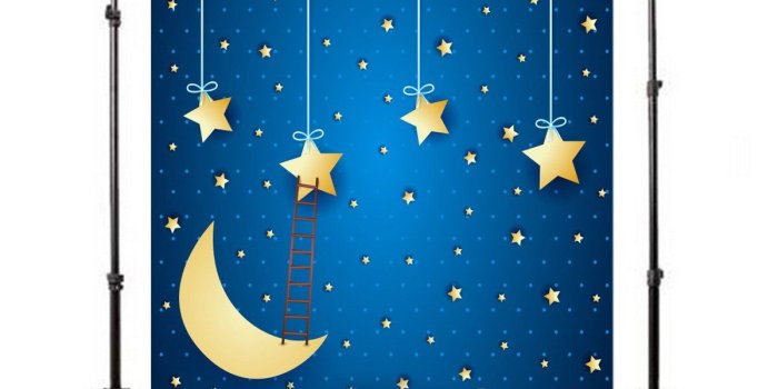 1200x1200 OFILA 5x7ft Vinyl Photography Background Cartoon Moolight Night Twinkle  Stars Pattern Wallpaper Backdrop Photographic Video Studio Portraits Props 