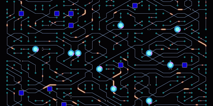 1920x1080 Video Background 2303: Graphic circuit board with transistors, capacitors  and data transfer effects (Loop).