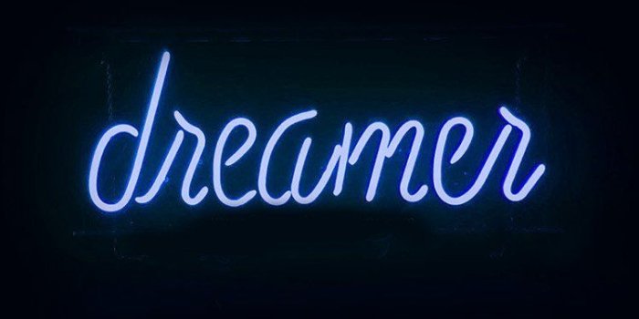 750x1334 DREAMERS NEON SIGN DARK ILLUSTRATION ART BLUE WALLPAPER HD IPHONE