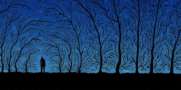 2560x1600 Man silhouette in the creepy forest wallpaper - Digital Art