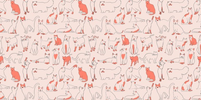 1650x1070 Red Cool Cat Pattern Wallpaper Mural - Murals Wallpaper