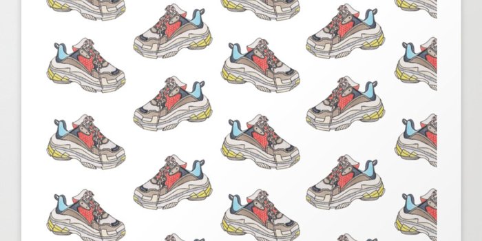 1500x1500 Balenciaga Triple S Sneaker Pattern Illustration Art Print