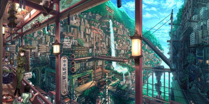 1589x925 Anime City Wallpapers - Top Free Anime City Backgrounds