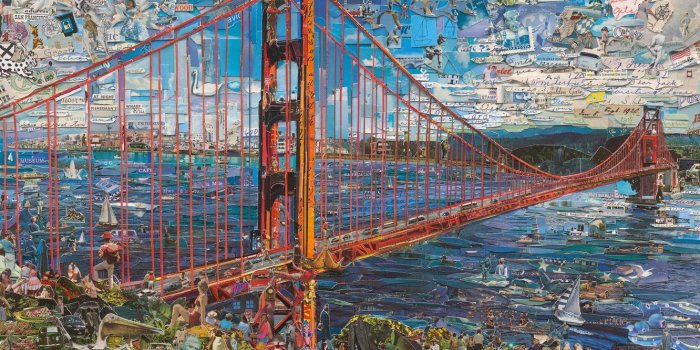 1332x850 Wallpaper Golden Gate Bridge, Vik Muniz, Postcards from Nowhere