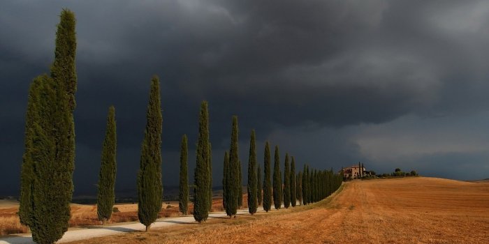 1920x1080 landscape, Clouds, Storm, Nature, Italy, Trees, Road, Field, House