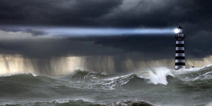 2048x1536 STORM weather rain sky clouds nature ocean sea lighthouse wallpaper