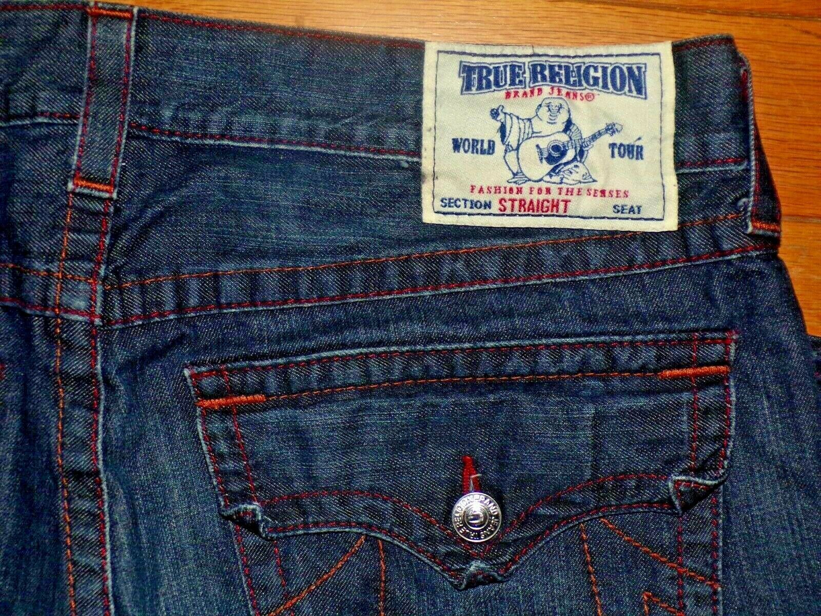 1600x1200 TRUE RELIGION STRAIGHT/FLAP POCKETS MEN'S JEANS SIZE 36 X 34 NICE