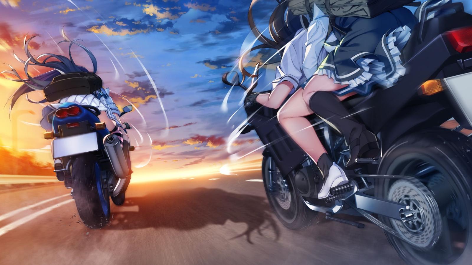 2560x1440 Images Grisaia: Phantom Trigger Anime motorcycle young 2560x1440