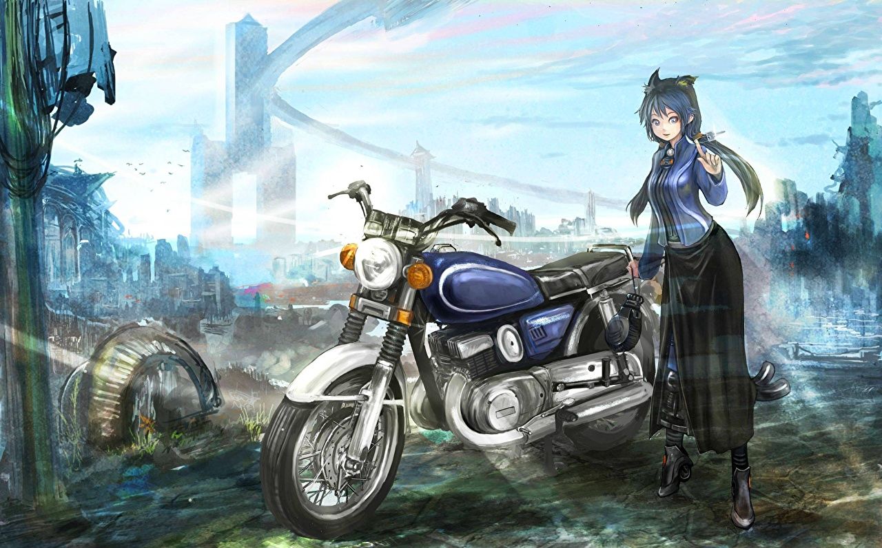 1280x796 Pictures Anime Girls Fantasy Motorcycles Fantastic world