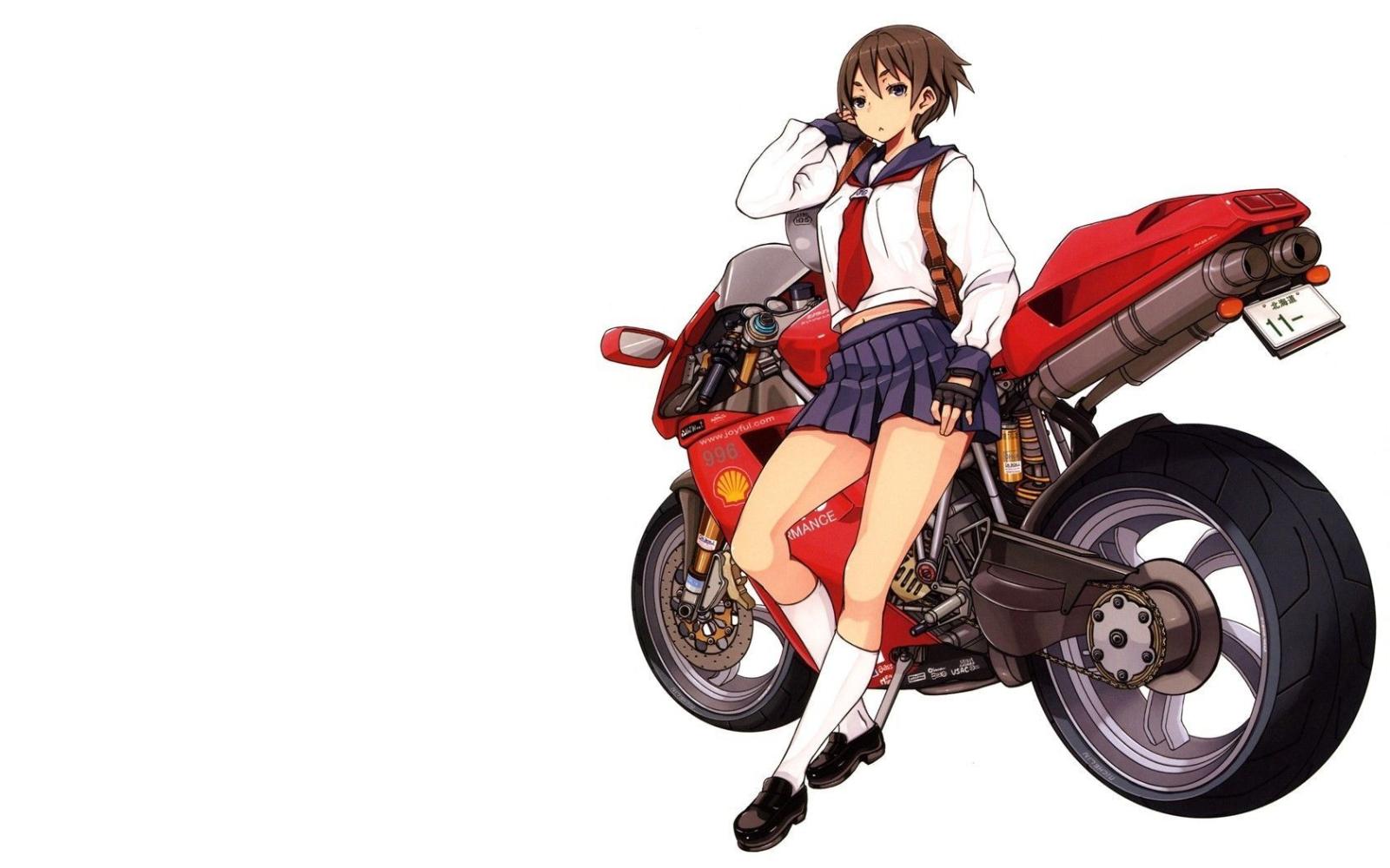 1680x1050 Anime - Pixiv Fantasia - Girl - Bike - Motorcycle - Anime - Pixiv