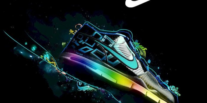 1024x1024 HD wallpaper: Logos, Nike, Famous Sports Brand, Blue Background