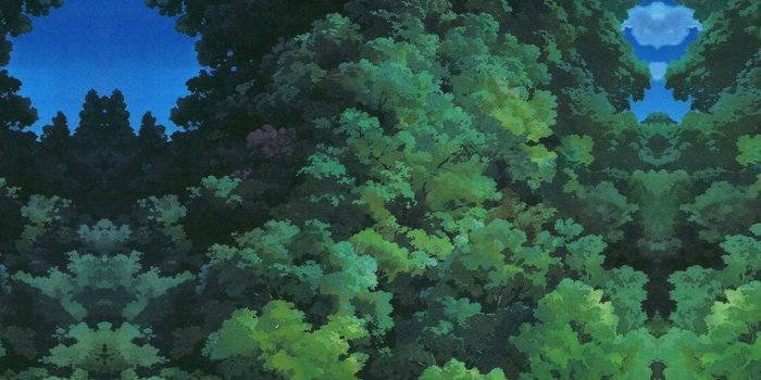 2732x2732 as20-studio-ghibli-tree-green-art-illustration-love-anime-wallpaper