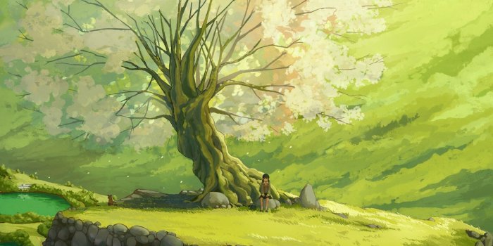1920x1080 Sad Girl Sit Under Tree Anime Scenery Wallpaper | Chainimage