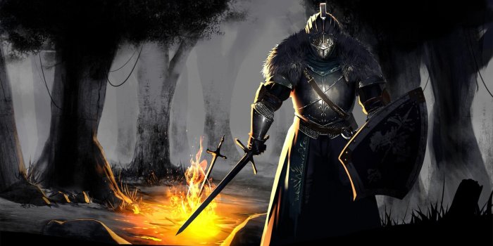 1920x1080 fire, Dark Souls, sword, forest - wallpaper #50662 (1920x1080px) on