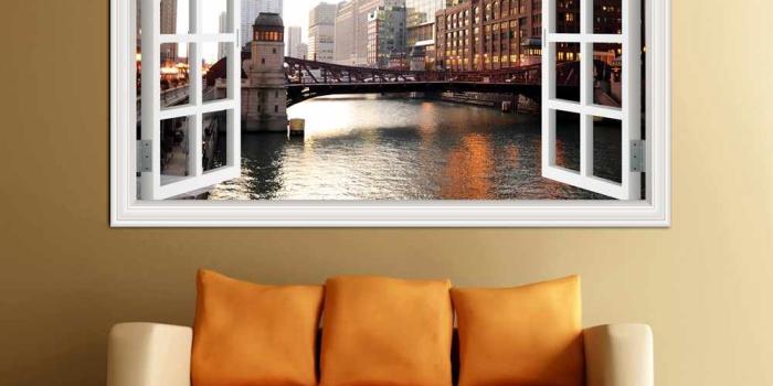 1000x1000 3d Wall Sticker Famous Bridge Window View Wallpaper Modern Home Decor  Landscape Wall Decals for Living Room 3d Stickers Wall Art