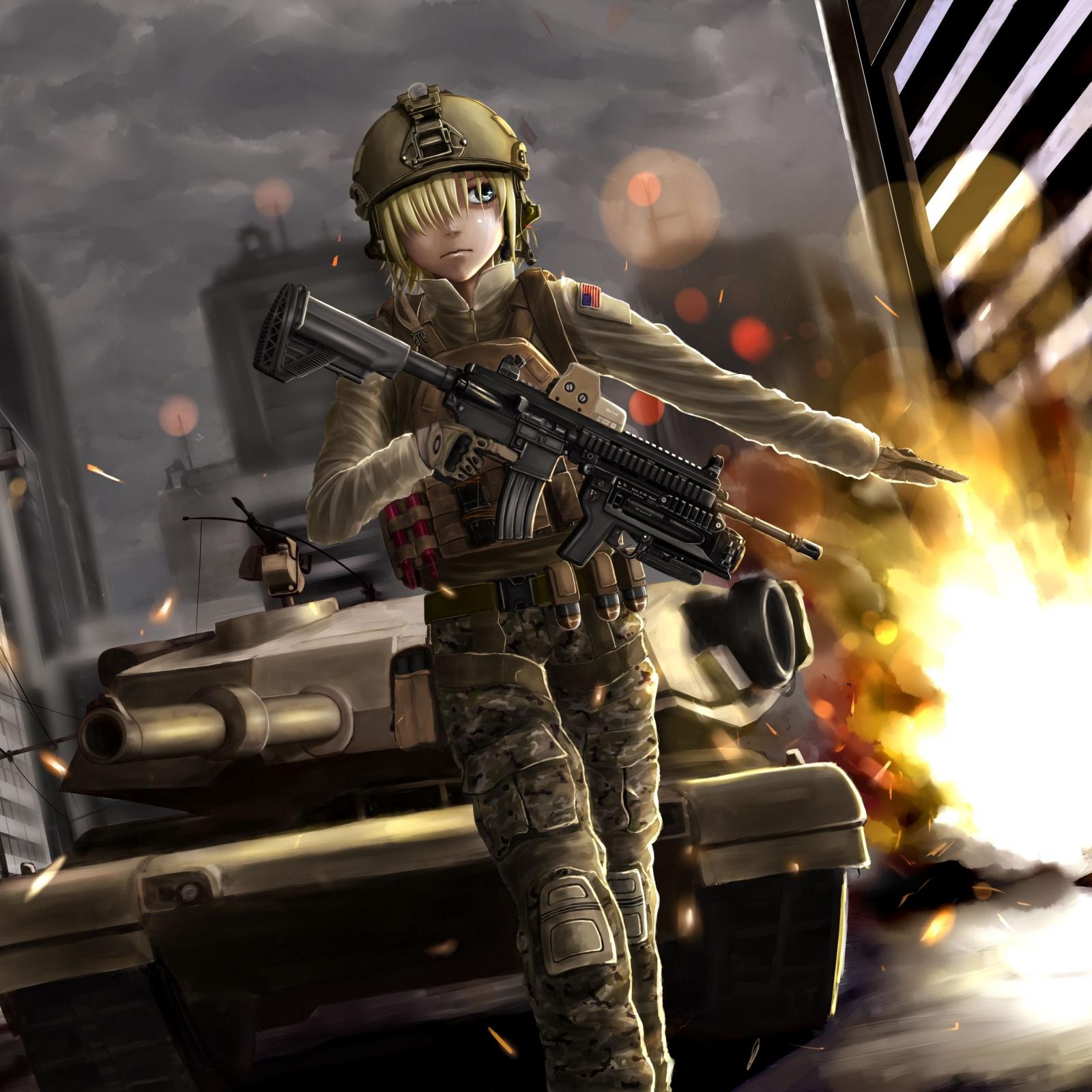 2780x2780 Download wallpaper 2780x2780 battlefield, anime, girl, soldier ipad