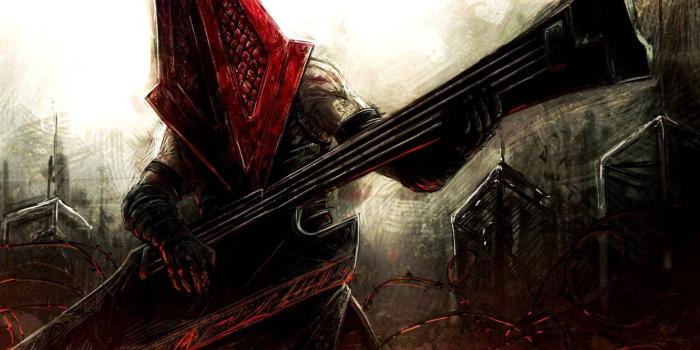 1332x850 Wallpaper red, guitar, guitar, art, wire, Silent Hill 2, pyramid