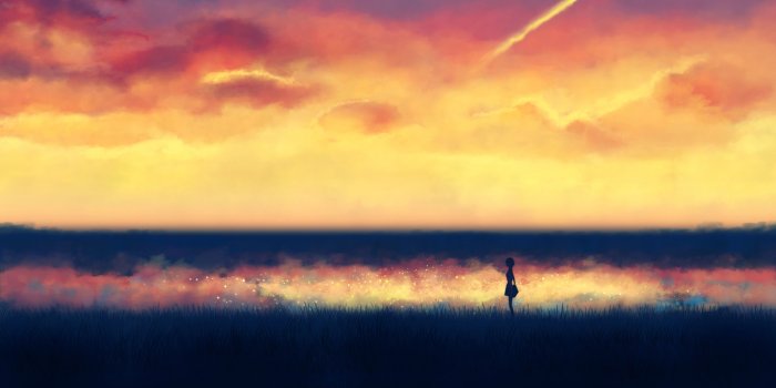 6750x4143 illustrations, fantasy art, lonely, backgrounds, anime :: Wallpapers