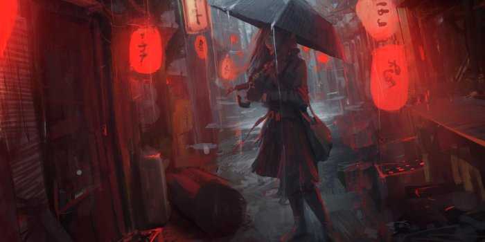 1920x1080 Umbrella Girl In The Rain Wallpaper | DigitalArt.io
