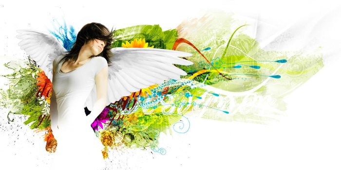 1600x1200 White angel graphic PPT Backgrounds, White angel graphic ppt photos