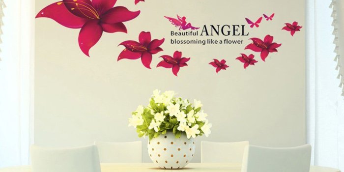 1000x1000 LM Bedroom Decoration Wall Sticker Warmth Safflower Angel Romantic