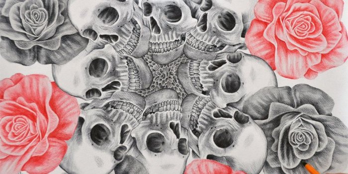 966x828 40+ Skull and Flower Wallpapers - Download at WallpaperBro