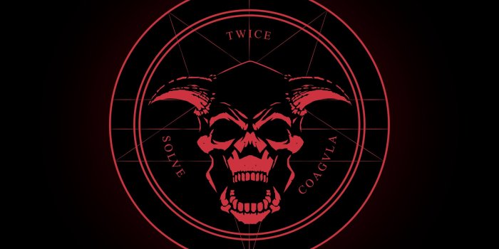 2920x1643 Twice Solve Coagvla logo, skull, demon, Latin, horned HD wallpaper