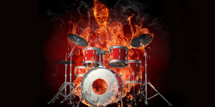 2560x1440 drums fire demon skull stuff hd wallpaper - AWESOME SKULLS 