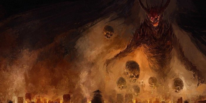 1920x1200 2994840 demon city fire skull wallpaper and background | Other