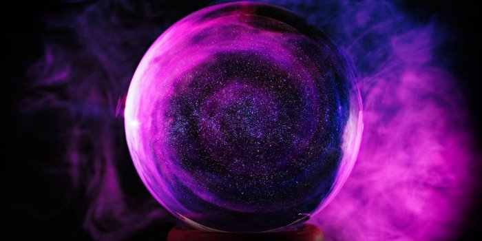 1280x720 Wallpaper Crystal ball, Neon, Purple, 4K, 5K, Photography, #18348