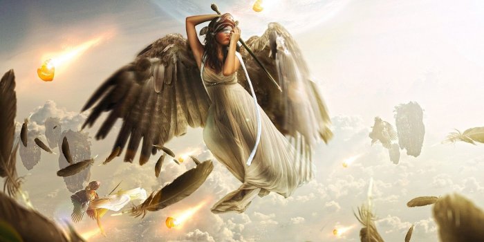 1680x1050 light brunettes angels women wings dress flying swords 1680x1050