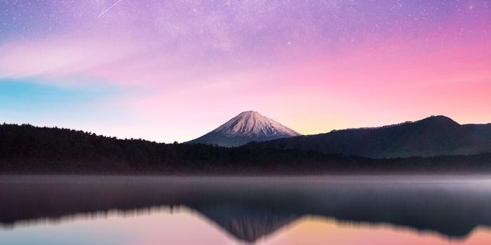 1600x1200 Download 1600x1200 wallpaper milky way, mount fuji, reflections