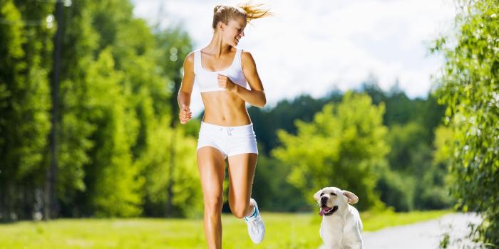 3700x2467 women fitness model blonde women outdoors dog running gym clothes
