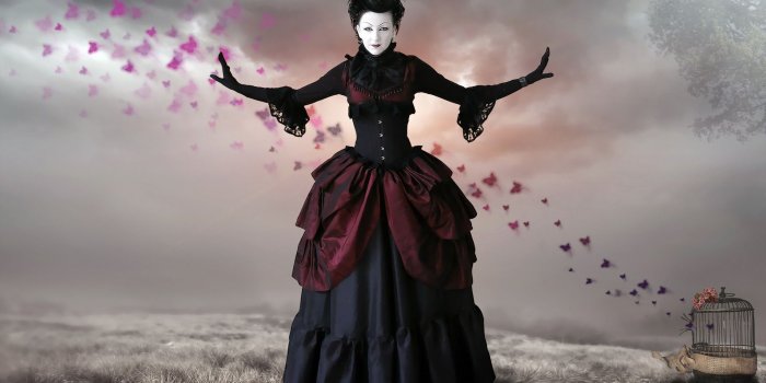 1920x1200 Gothic, witch, butterfly, steppe, magic, romantic, art, hd