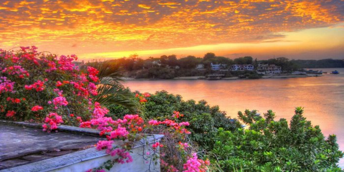 1920x1200 Sunrise Lake Countryside Beautiful Sky With Orange Clouds Beautiful