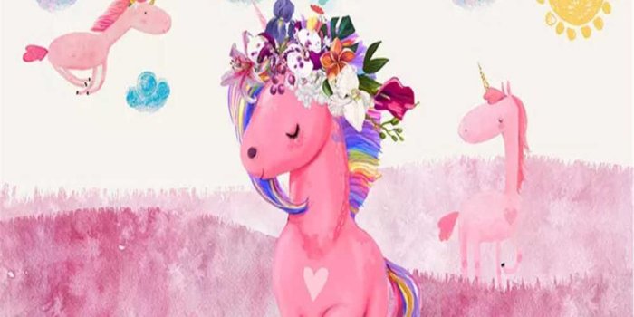 1000x800 beibehang Custom photo wallpaper mural modern minimalist hand-painted pink  unicorn children's room background wall 3d wallpaper