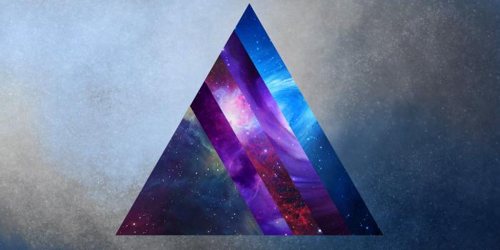 1920x1080 Triangular galaxy print logo, space, prism, triangle HD wallpaper