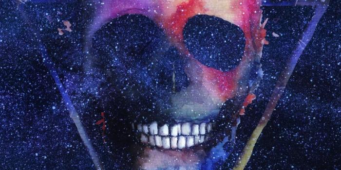 1440x2560 Download wallpaper 1440x2560 skull, starry sky, triangle, art qhd