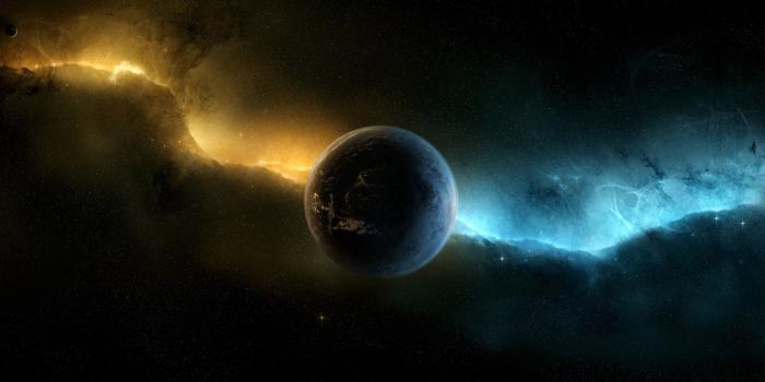 3440x1440 triangle, Geometry, Space, Nebula, Galaxy, Penrose triangle HD