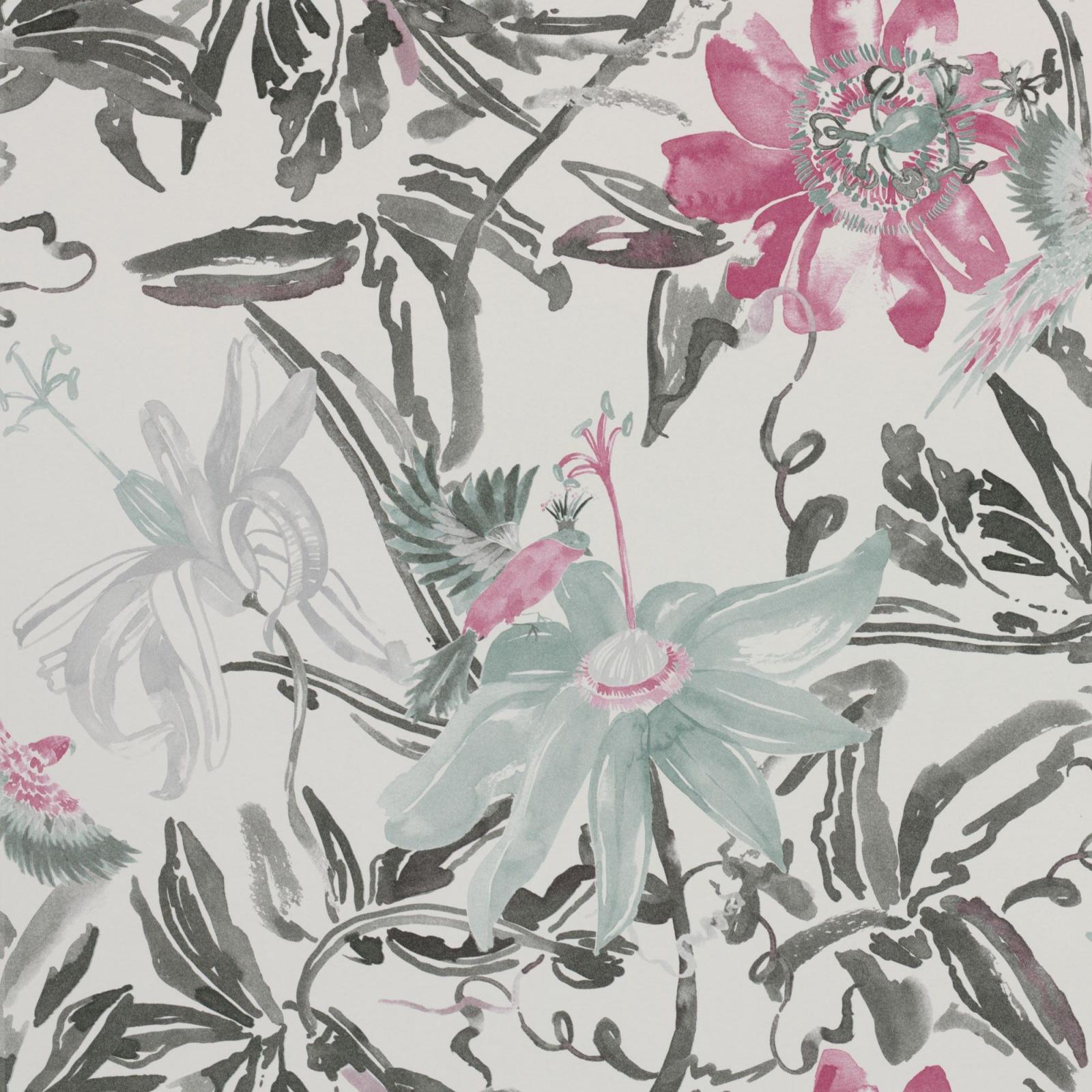 2000x2000 Flowers Watercolour Silver Grey and Pink Wallpaper