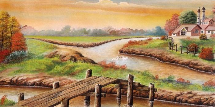 1024x768 Beautiful India Village nice painting poster wallpapers and pics